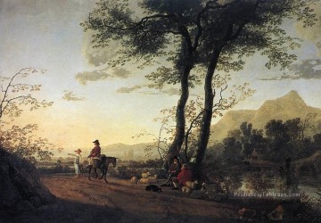 Une route près d’une rivière paysage de campagne peintre Aelbert Cuyp Peinture à l'huile